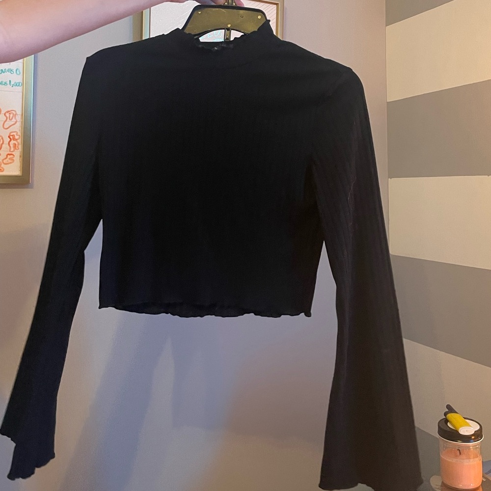 Turtle Neck Black Long Sleeve Shirt